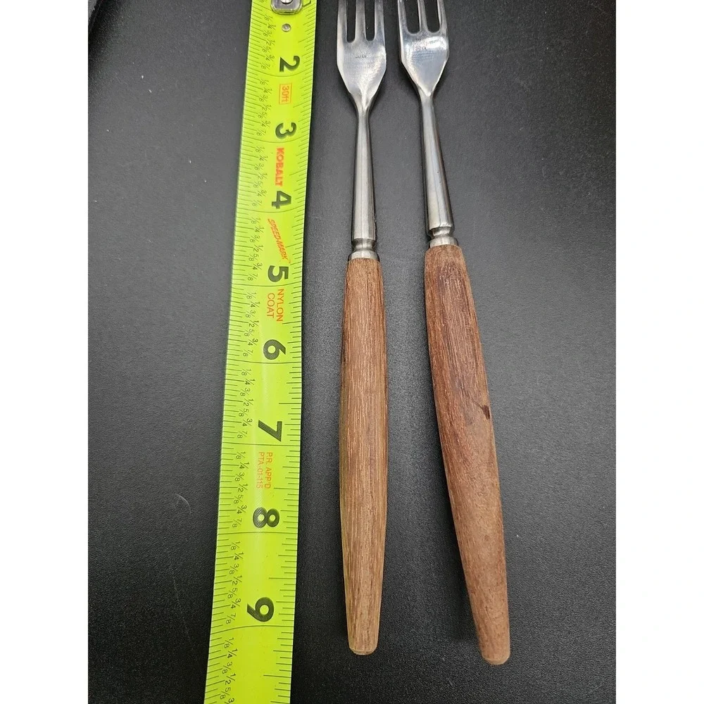 JAPANESE ROSEWOOD STAINLESS STEEL COCKTAIL/FONDUE FORK SET